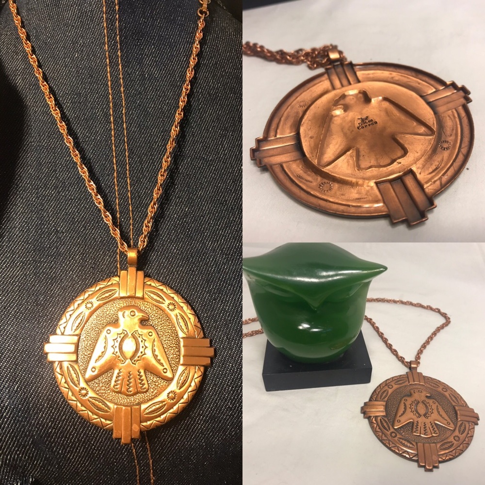 🔆 SALE! Solid copper medallion pendant necklace